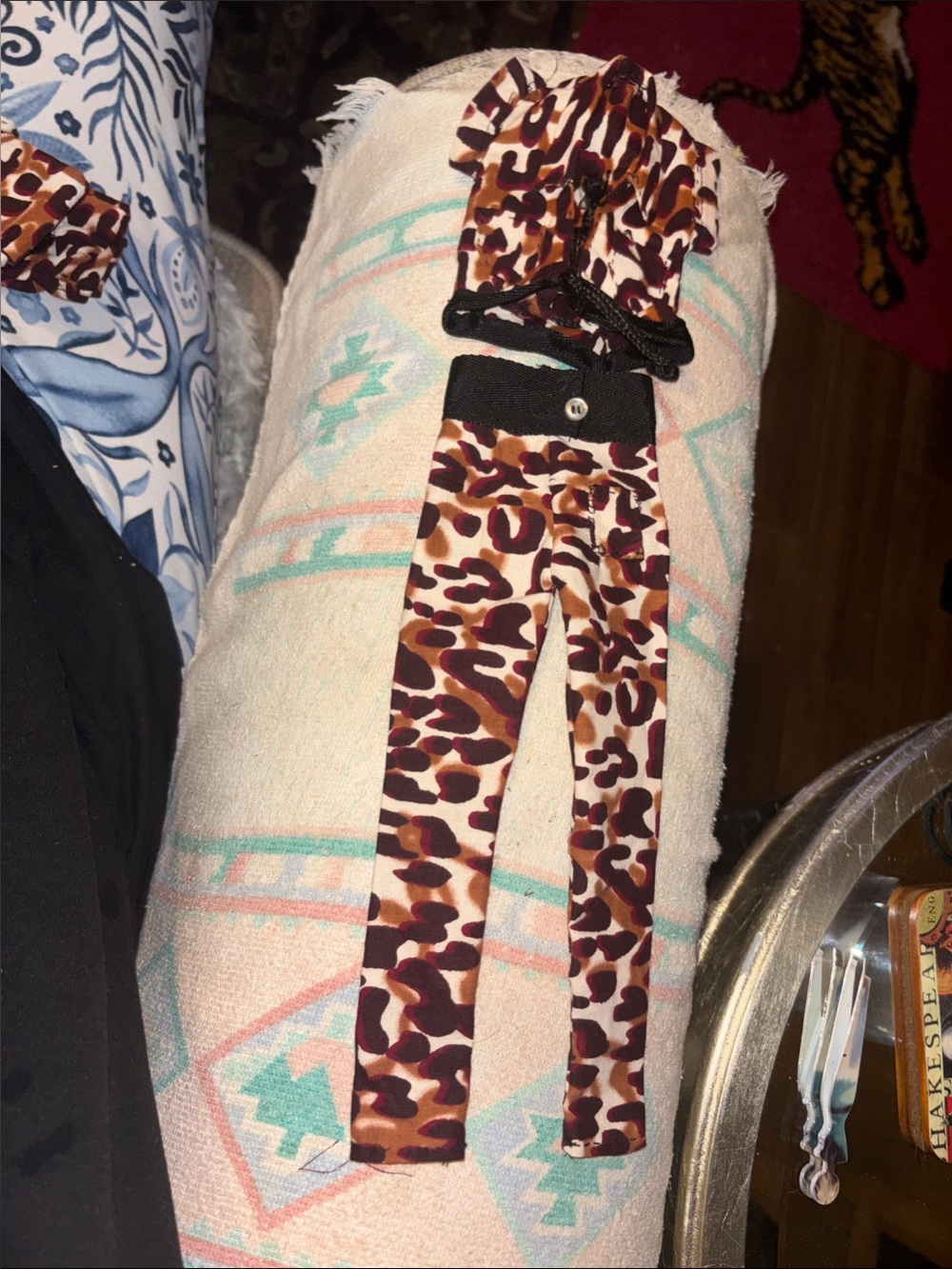 1/4 BJD Doll Leopard Print High-Waist Leggings and Crop Top Set - Brown